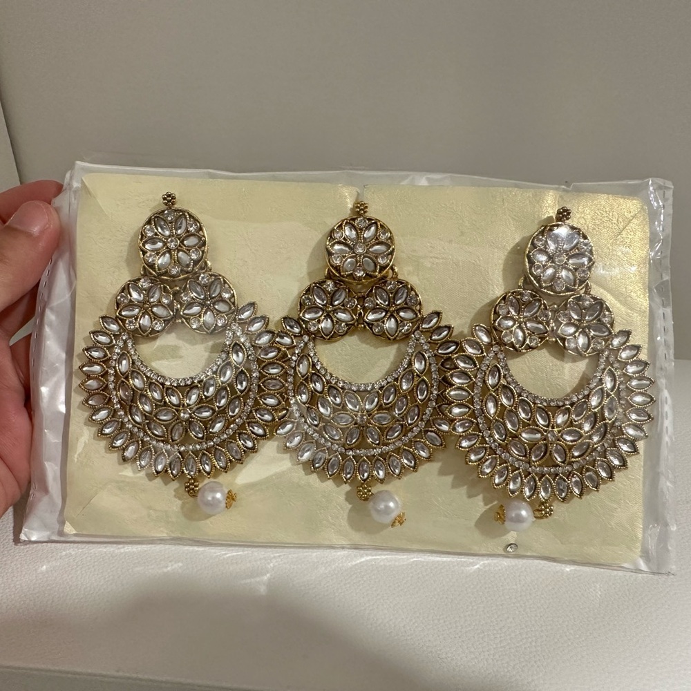 Golden Earrings and Tikka Set